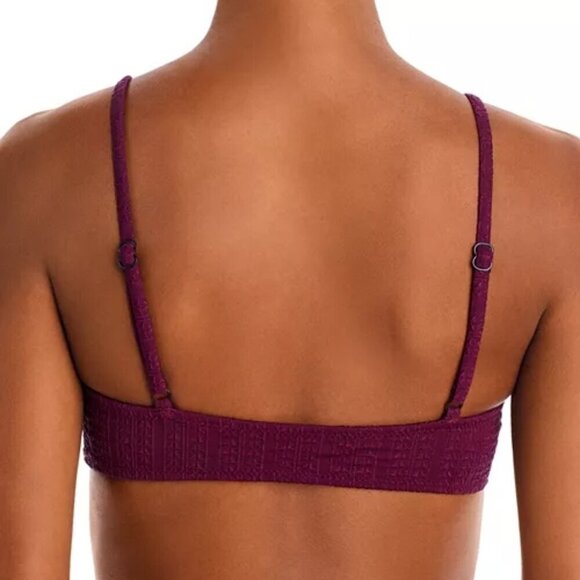 Lemlem Sara Tie Front Textured Man Made Bikini Swim Top Size M Dark Purple - Picture 3 of 3